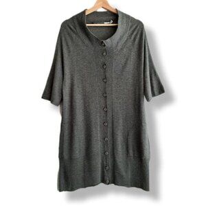 SPORTMAX CODE Short Sleeve Button Down Long Cardigan Grey Sz M